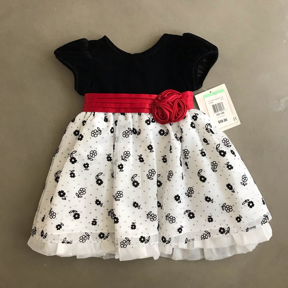 Bonnie Jean Embroidered Velvet Tulle Dress